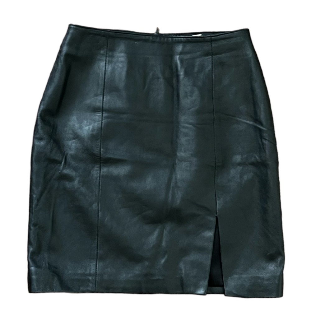 Casual Corner | Black Vintage Genuine Leather Skirt